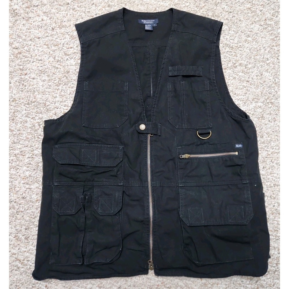 5.11 Tactical Vest L Black Conceal Carry Utility Pockets Zip Hunt Outdoor 80001